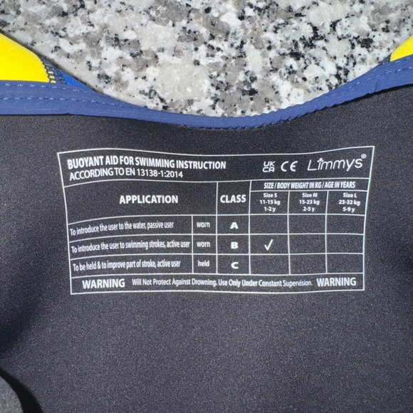 Limmys Kids Swim Vest – Size Small (1–2 Years, 11–15 kg / 24–33‎ lbs) - Picture 6 of 9